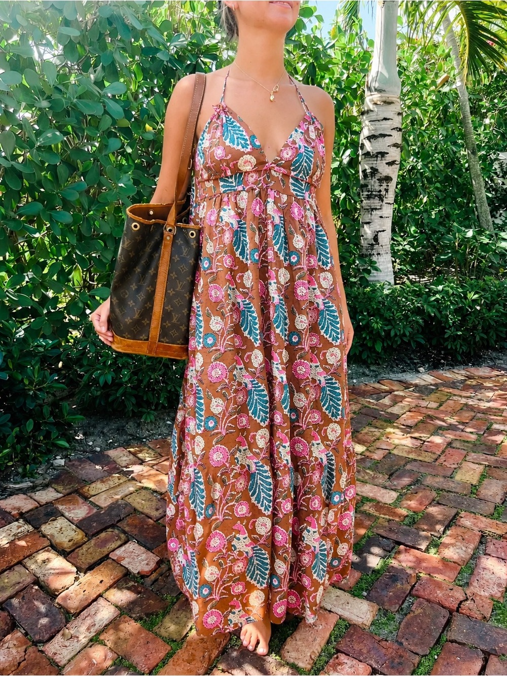 Perry Walker Collective The Mackenzie Maxi Dress Chocolate Floral One Size